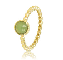 Bolletjes Ring met Ronde Edelsteen • Green Aventurine