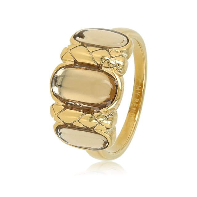 Vintage Romance Ring met Glasstenen • Smoky Topaz