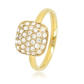 Vierkante Ring met Zirkonia Steentjes