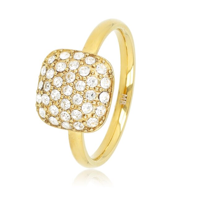 Vierkante Ring met Zirkonia Steentjes