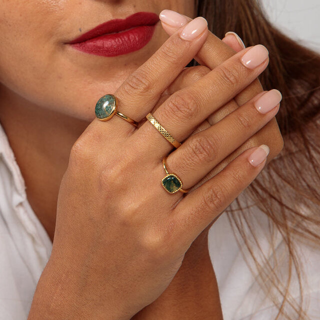 Gouden Zegelring met Moss Agate Edelsteen