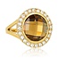 My Bendel Elegante Ring met Ronde Glassteen & Zirkonia • Smoky Topaz