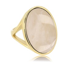 Statement Ring met Ovale Edelsteen • Rose Quartz • Goud