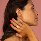 Statement Ring met Ovale Edelsteen • Rose Quartz • Goud