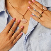 Statement Ring met Ovale Edelsteen • Rose Quartz • Goud