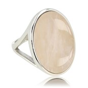 Statement Ring met Ovale Edelsteen • Rose Quartz • Zilver