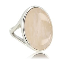 Statement Ring met Ovale Edelsteen • Rose Quartz • Zilver