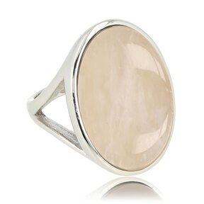 Statement Ring met Ovale Edelsteen • Rose Quartz • Zilver