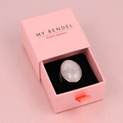 Statement Ring met Ovale Edelsteen • Rose Quartz • Zilver