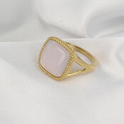 Gouden zegelring - White Quartz - tijdloos design