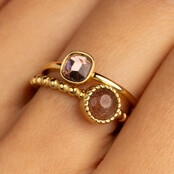 Bolletjes Ring met Ronde Edelsteen • Berry Quartz
