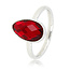 My Bendel Ring met Druppel Glassteen & Getwist Randje • Rood • Zilver