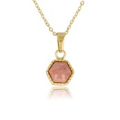 Gouden ketting met Rhodonite zeshoek hanger