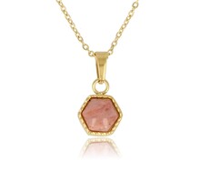 Gouden ketting met Rhodonite zeshoek hanger