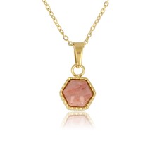 Gouden ketting met Rhodonite zeshoek hanger