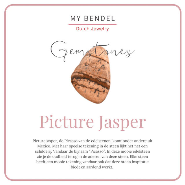 Ketting met vierkante Picture Jasper edelsteen hanger