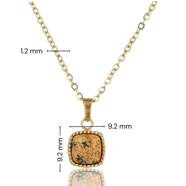 Ketting met vierkante Picture Jasper edelsteen hanger