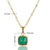 Gouden ketting met vierkante Malachite hanger