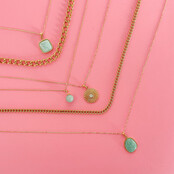 Gouden Ketting met Amazonite Hanger - Unieke Edelsteen