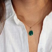 Gouden Ketting met Green Agate Hanger - Unieke Edelsteen