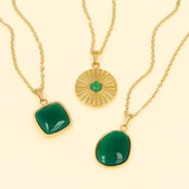 Gouden Ketting met Green Agate Hanger - Unieke Edelsteen