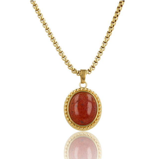 Vintage Ketting met Edelstenen Hanger • Berry Quartz