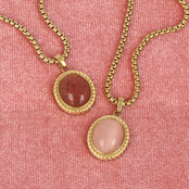 Vintage Ketting met Edelstenen Hanger • Berry Quartz