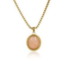 Vintage Ketting met Edelstenen Hanger • Pink Moonstone