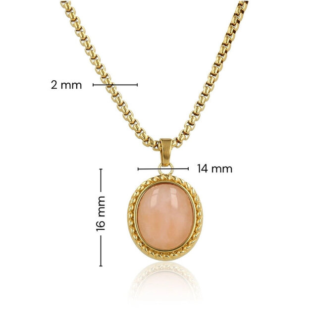 Vintage Ketting met Edelstenen Hanger • Pink Moonstone