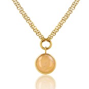 Dubbele Ketting met Ronde Edelsteen • Rose Quartz