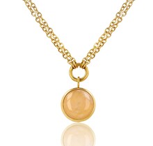 Dubbele Ketting met Ronde Edelsteen • Rose Quartz