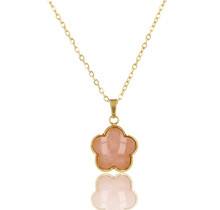Ketting met Bloem Hanger • Rose Quartz