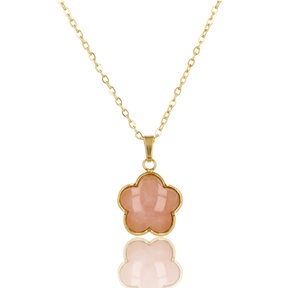 Ketting met Bloem Hanger • Rose Quartz