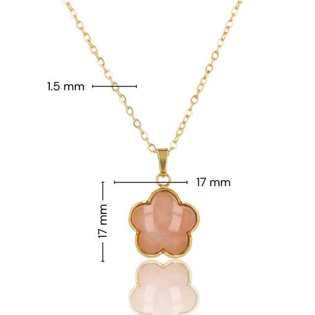 Ketting met Bloem Hanger • Rose Quartz