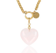 Ketting met Hart Hanger • Rose Quartz • 47 cm
