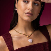 Ketting met Hart Hanger • Rose Quartz • 47 cm