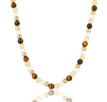 Kralenketting met Verschillende Edelstenen • Tiger Eye, Citrien & Parels