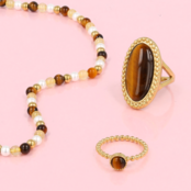 Kralenketting met Verschillende Edelstenen • Tiger Eye, Citrien & Parels