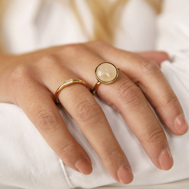 Gouden Ring met Unieke Rose Quartz Edelsteen