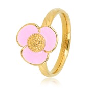 Gouden bloem ring - lila epoxy details - romantisch & speels