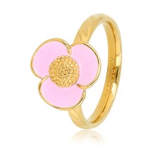 Gouden bloem ring - lila epoxy details - romantisch & speels