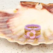 Gouden bloem ring - lila epoxy details - romantisch & speels