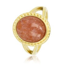 Vintage Ring met Edelsteen & Getwist Randje • Berry Quartz