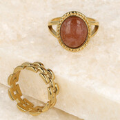 Vintage Ring met Edelsteen & Getwist Randje • Berry Quartz