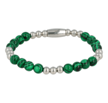 Elastische Malachite Armband voor Dames Zilver