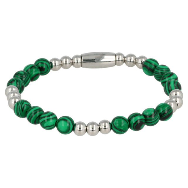 Elastische Malachite Armband voor Dames Zilver