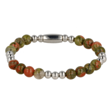 Elastische Unakite Armband voor Dames - Aardend & Uniek Zilver