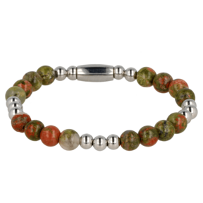 Elastische Unakite Armband voor Dames - Aardend & Uniek Zilver