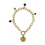 My Bendel Gouden Schakelarmband met Moss Agate kralen