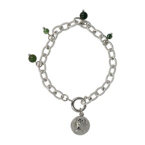 Zilveren Schakelarmband met Moss Agate kralen